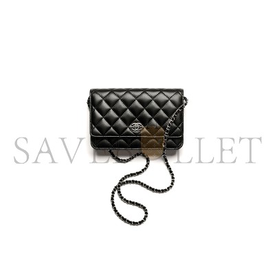 CHANEL CLASSIC WALLET ON CHAIN LAMBSKIN BLACK AS4241 (19.2*12.3*3.5cm)